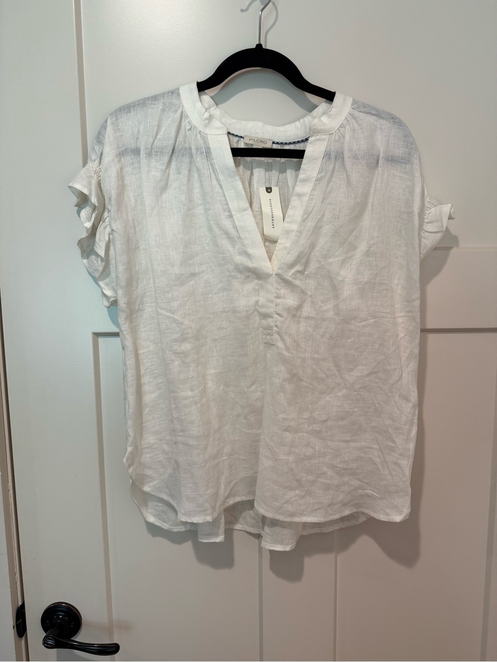 NWT Pilcro Tatum Linen Flutter Blouse, Size L - Picture 4 of 6